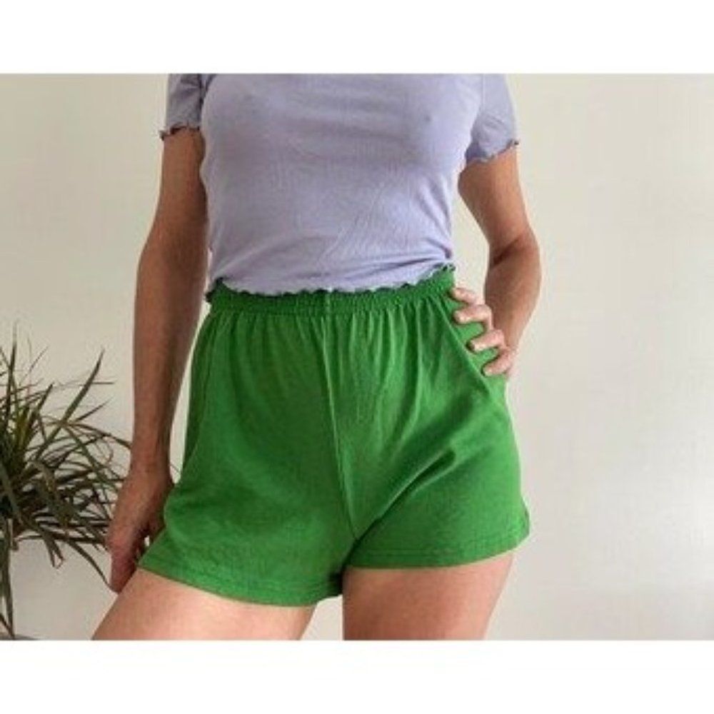 Soffe Junior Green Cotton Elastic Waist Pull On Casual Bermuda Shorts Size XS